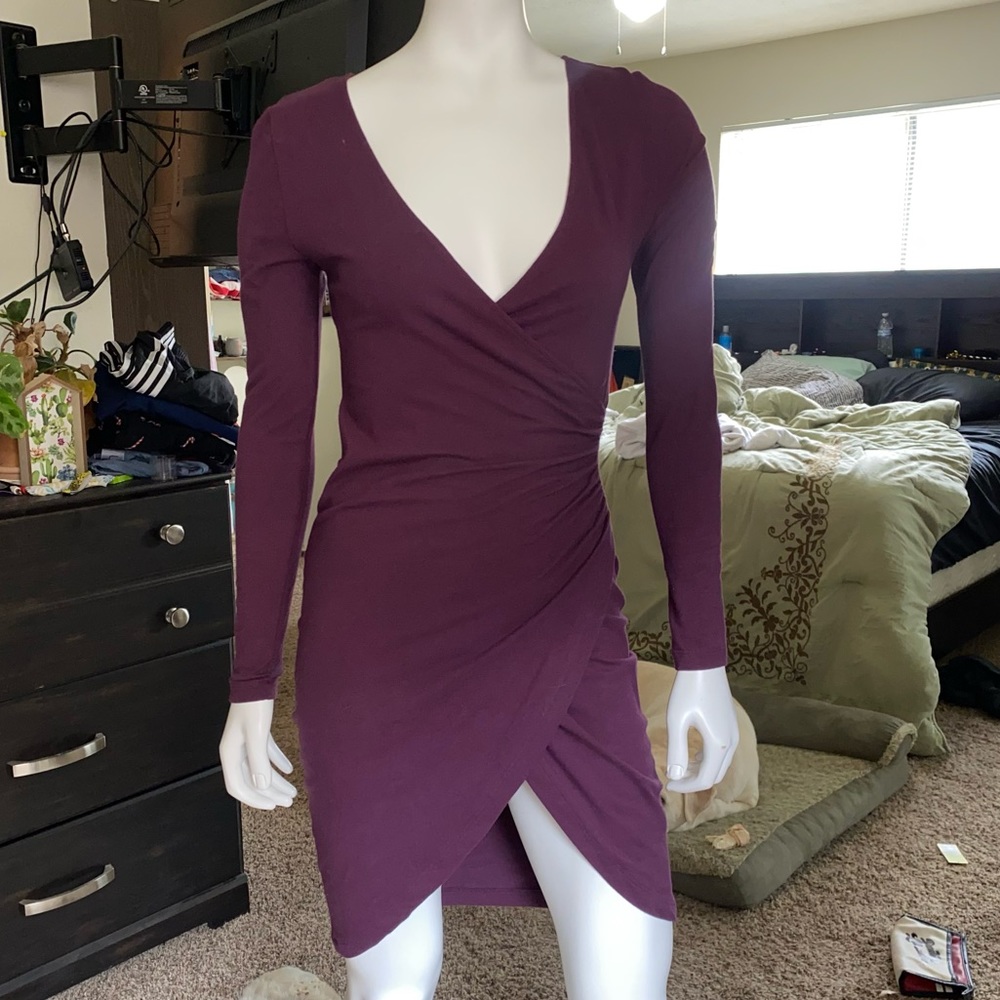 Maroon Long Sleeve Dress